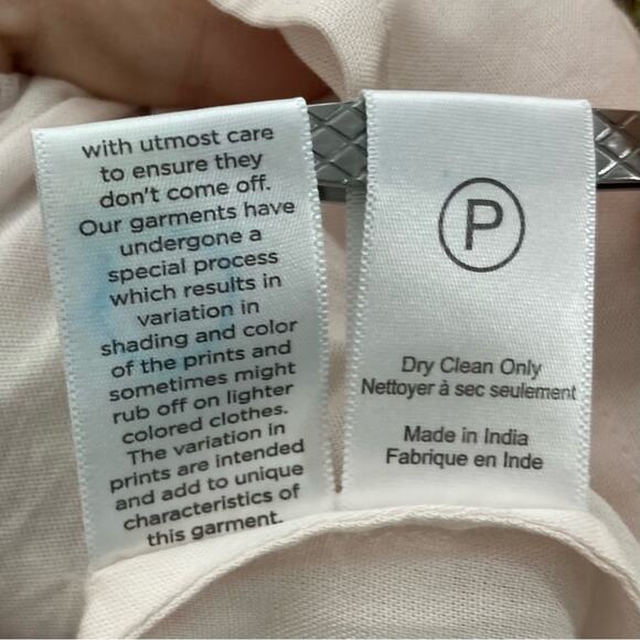 nwot HEMANT NANDITA Dress S Pink Floral Lyrics Tiered Smocked Puff-½-Sleeve Mini - Picture 16 of 16